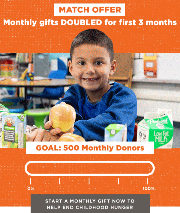 Match offer: Monthly gifts doubled for first 3 months.