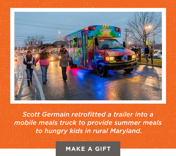 Scott Germain retrofitted a trailer into a mobile meals truck to provide summer meals to hungry kids in rural Maryland.